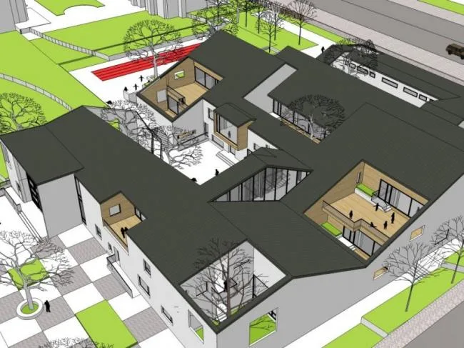 Modern Kindergarten Campus Design | SketchUp School Model for Educational Architecture