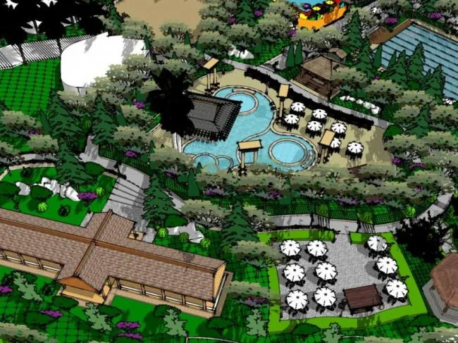 Sketchup Hotel Model | Multi story Hot Spring Club Hotel, Neoclassical Style