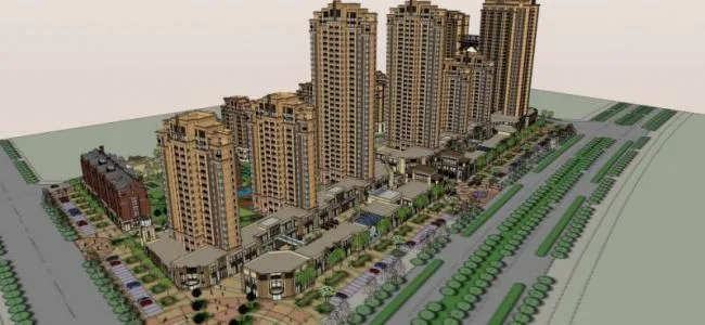 Sketchup Residential Model | Super high-rise residential building, ground floor commercial, residential building, classical style
