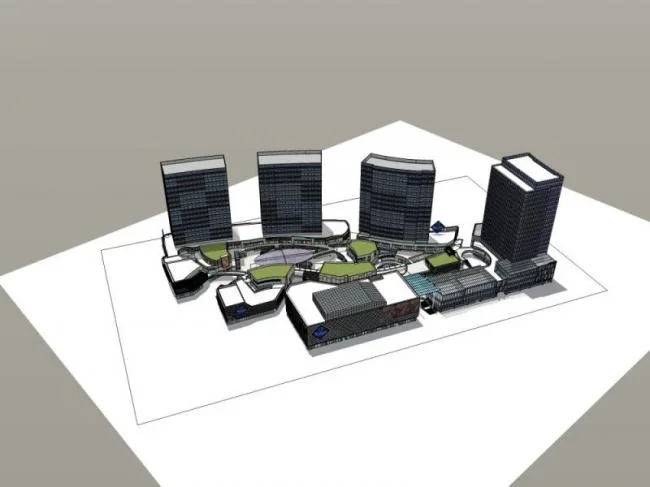 SketchUp Multi-Story Complex: Modern Commercial, Residential, and Office Design