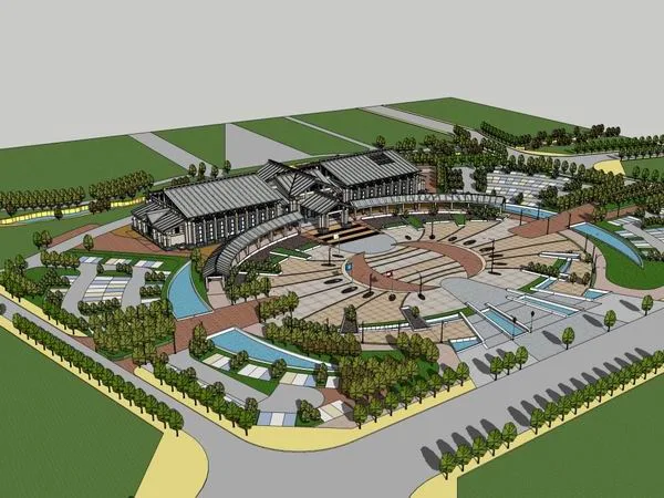 Sketchup Business Model | Multi story Hot Spring Plaza, Commercial, Classical Style