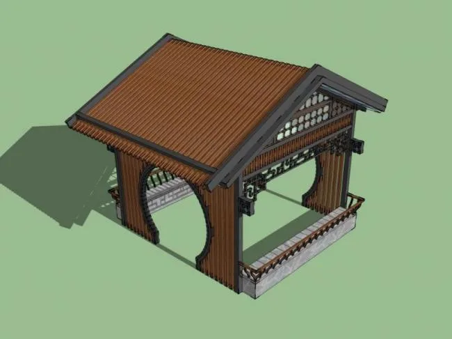 Sketchup Sketch Model | Wooden Pavilion, Chinese Style, Sketch