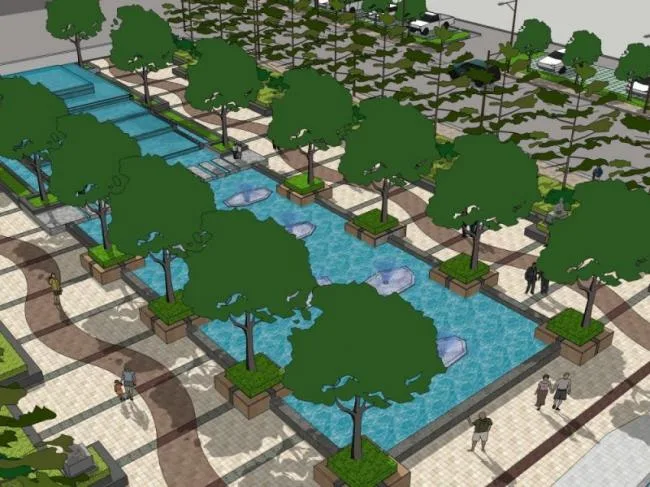 Sketchup Landscape Model | Square Landscape, Modern Style