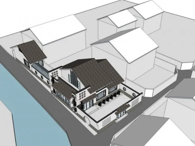 Sketchup Business Model | Multi story Clubhouse, Oriental Neoclassical Style