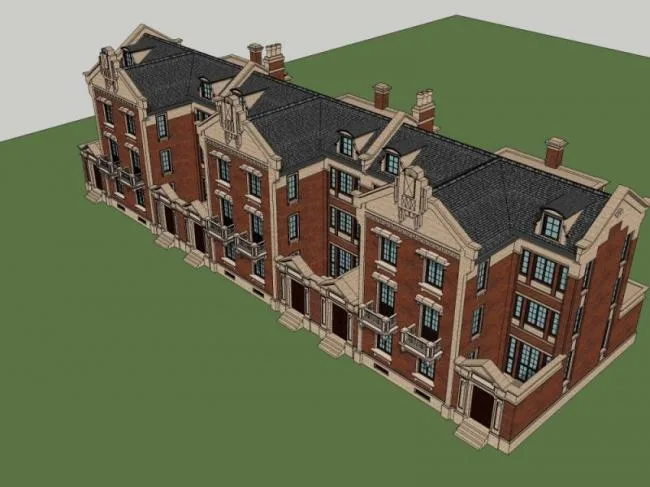Sketchup Villa Model | Multi row Villa, European Classical Style