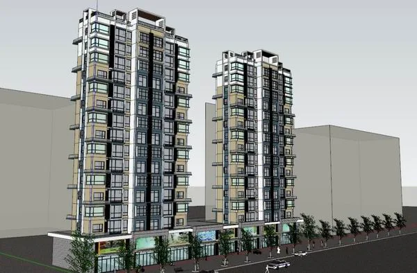 Sketchup Residential Model | High rise Residential Buildings, Modern Style