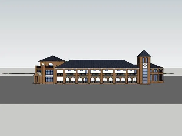 Sketchup School Model | Multi story Kindergarten School, Campus Educational Architecture, Classical Style
