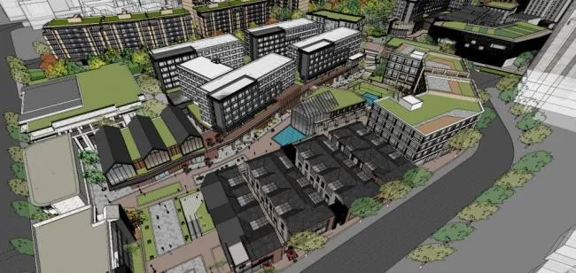 Sketchup Business Model | Multi-story Commercial Street, New Chinese Style, Entertainment and Leisure Facilities