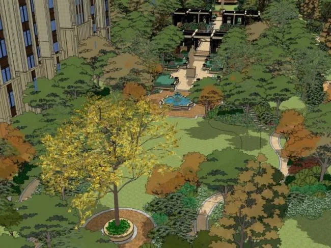 Sketchup Landscape Model | Community Landscape, Residential Landscape, Classical Style