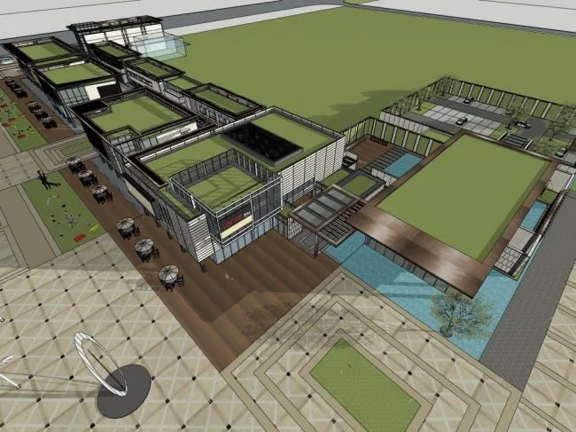 Sketchup Business Model | Multi story commercial building, commercial street, modern style
