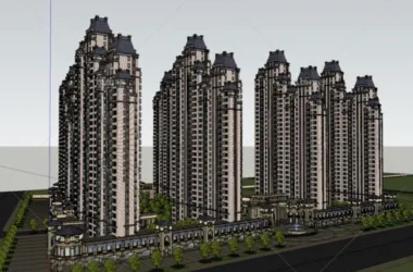 SketchUp Model: European Classical High-Rise Residential Building with Ground Floor Commercial Space-BIM WORLD