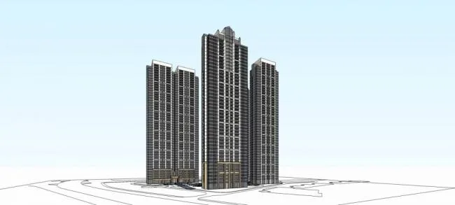 Sketchup Residential Model | High rise residential buildings, neighborhoods, modern style, residential buildings