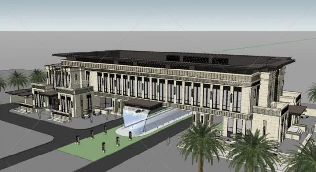 Sketchup Business Model | Multi story clubhouse, classical style, commercial building