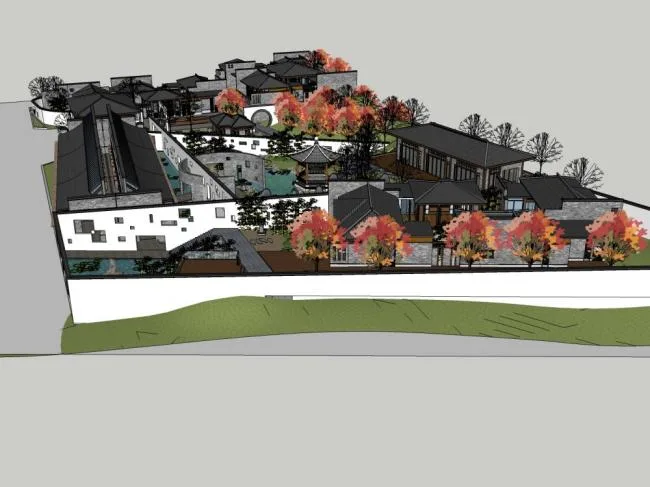 SketchUp Residential Model: Multi-Story Chinese-Style Housing Complex