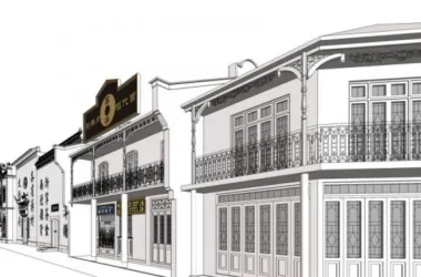 SketchUp Business Model: Multi-Story Commercial Street in Modern Chinese Style-BIM WORLD