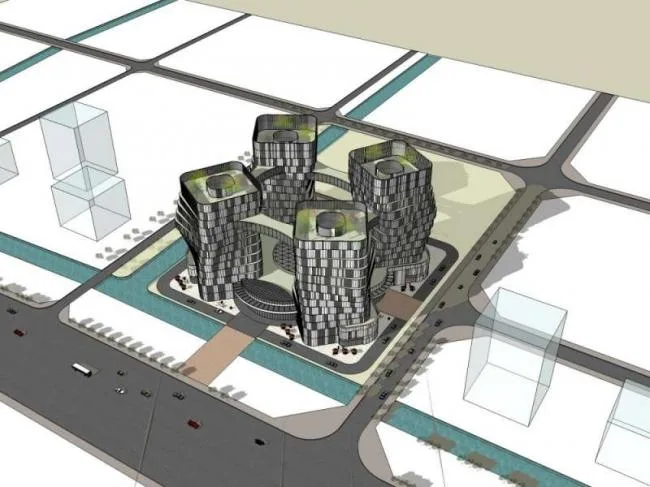 Sketchup Complex Model | Multi story High rise Complex, Office, Ground Floor Commercial, Hotel, Apartment, Modern Style