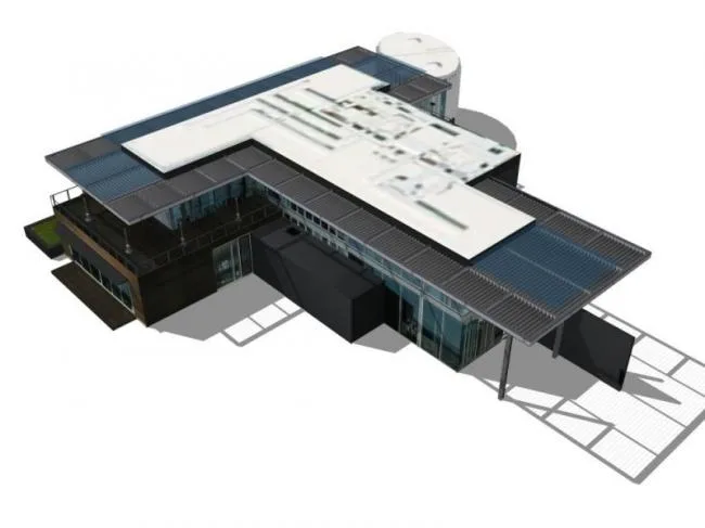 Sketchup Business Model | Low Level Clubhouse, Modern Style