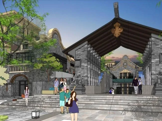 Sketchup Business Model | Multi story Commercial Street, Chinese Style