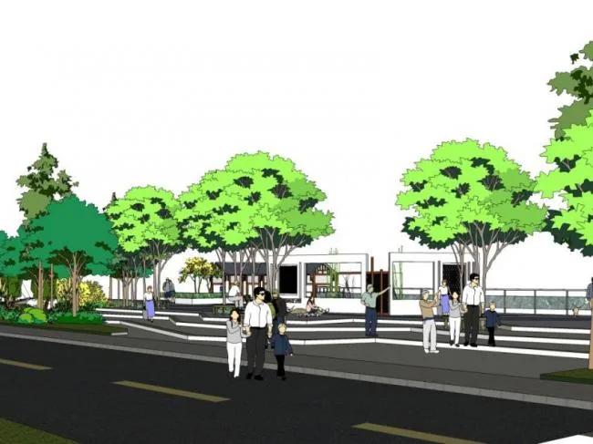 Sketchup Landscape Model | Square Landscape, Modern Chinese Style