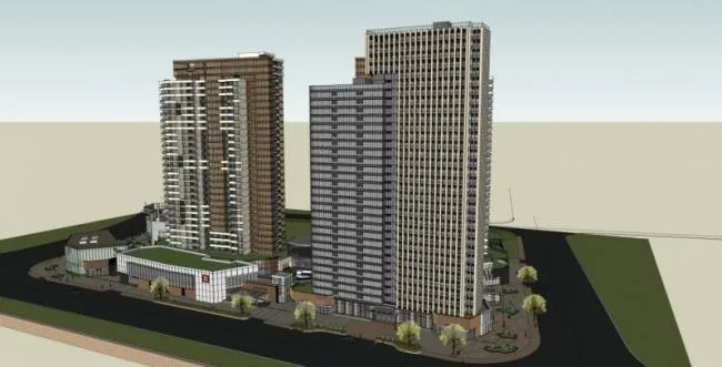 Sketchup Complex Model | Super High rise Commercial Complex, Modern Style