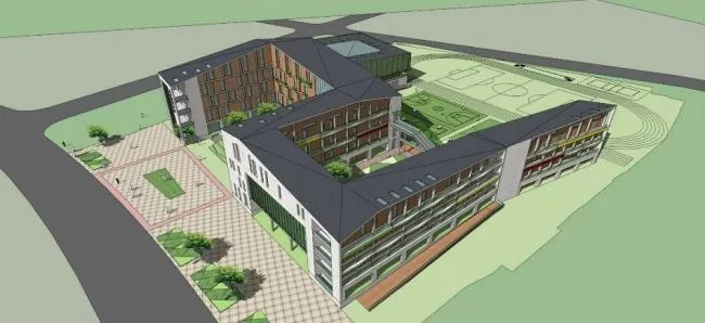 SketchUp School Model: Multi-Story Educational Buildings for Primary and Secondary Schools in Modern Chinese Style