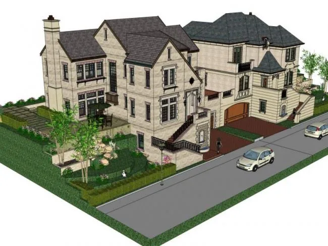 Sketchup Villa Model | Twin Villa, Modern Style