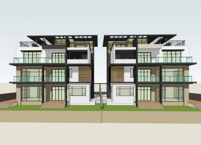 Sketchup Villa Model | Twin Villa, Modern Style