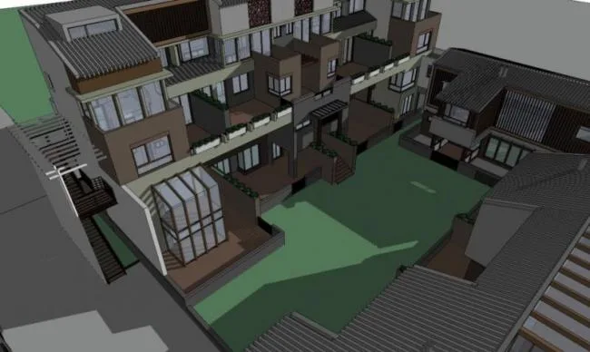Sketchup Villa Model | Multi row and Stacked Villa Cluster, Modern Style