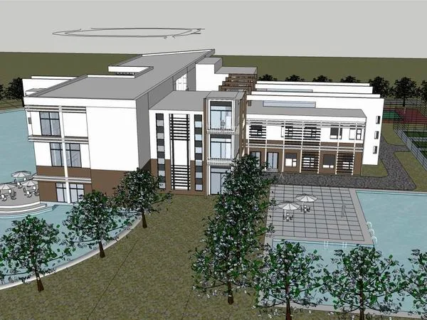 Sketchup Hotel Model | Multi story Economy Hotel, Modern Style