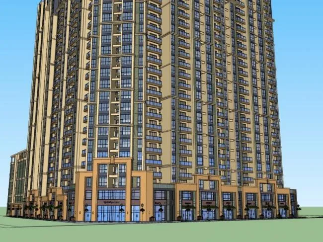 Sketchup Residential Model | Multi Story Residential Buildings, Ground Floor Commercial, Modern Style