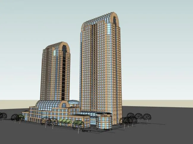 Sketchup Office Model | Super high-rise office building, classical style