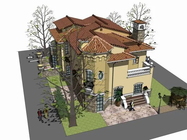 Sketchup Villa Model | Townhouse, Classical Style