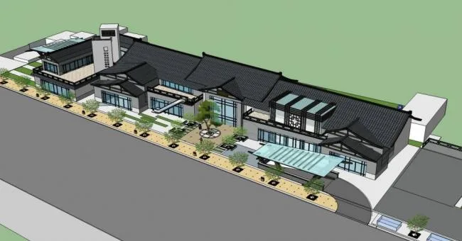 Sketchup Business Model | Multi story Commercial Street, Shopping Mall, Chinese Style