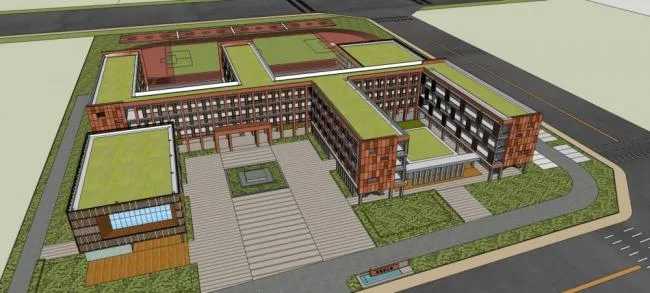 Modern Multi-Story Primary School Model | Educational and Teaching Building in SketchUp