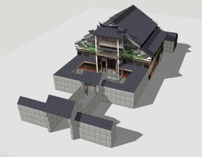 Sketchup Ancient Architecture Model | Jinan Shengyang Temple Inscription Wall Hall, Ancient Architecture, Chinese Style