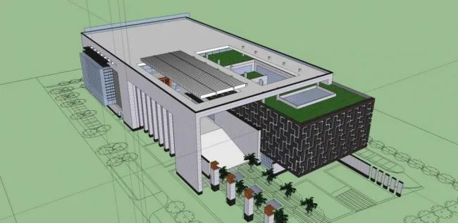 Sketchup Cultural Model | Multi story Library, Cultural Architecture, Modern Style