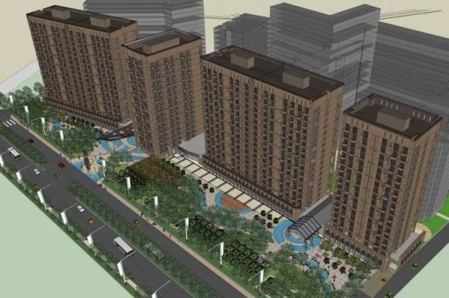 Sketchup Residential Model | High rise apartments, ground floor commercial buildings, residential buildings, modern style