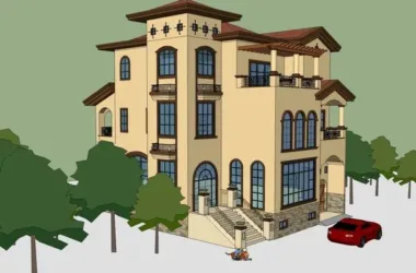 Classical Style Single-Family Villa Model in SketchUp-BIM WORLD