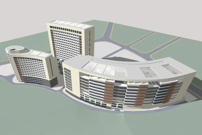 Sketchup Hospital Model | Liuzhou Traditional Chinese Medicine Hospital, Multi story High rise Mixed Use, Medical Building, Modern Style