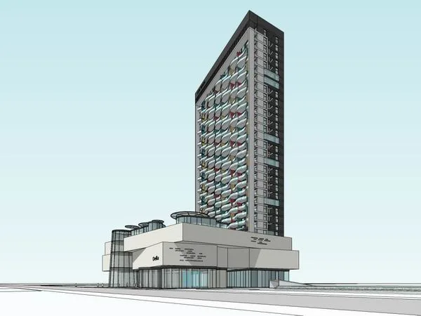Modern High-Rise Office Building Model in SketchUp