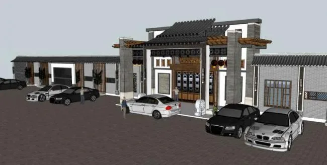 Sketchup Business Model | Multi story Restaurant, Commercial, Chinese Style