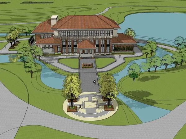 Classical Multi-Story Office Reception Center Model in SketchUp