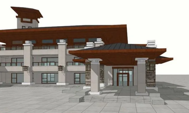 Sketchup Business Model | Multi story Commercial Club, Chinese Style