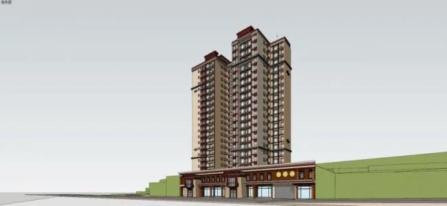 SketchUp Residential Models: High-Rise Buildings with Tibetan Architectural Style