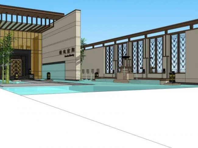 Sketchup Residential Model | Multi story Sales Office, Modern Chinese Style