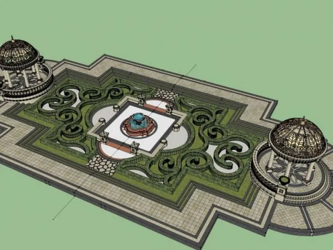 Sketchup Landscape Model | Square Landscape, European Style, Classical Style