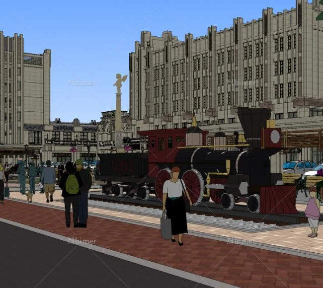 Sketchup Complex Model | Multi story High rise Complex, Commercial Street Office Building Apartments, Classical Style