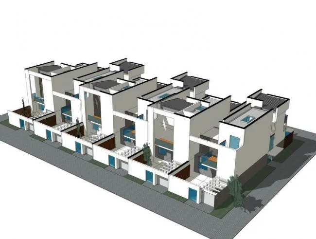 SketchUp Villa Model | Modern Chinese-Style Row Houses