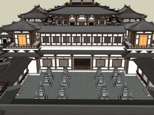 SketchUp Model of an Ancient Multi-Story Chinese Temple