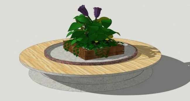 SketchUp Material Model: Tree Pool Seating Chair Landscape Component